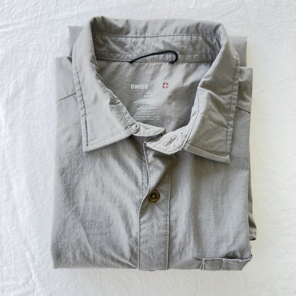 Swiss Tech Gray Multi pocket Men's Shirt LS Size Large Gray